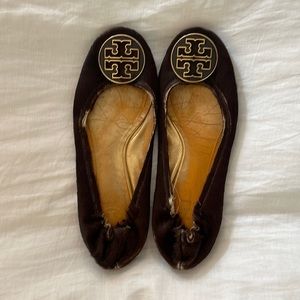 Tory Burch chocolate calf hair flats